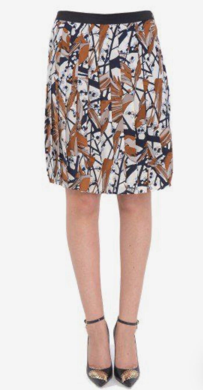 Marc by Marc Jacobs 100% Silk Skirt Pleated Abstract Bird Print Cream Multi 4